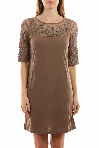 Next Dámské šaty Hnědé Krajkové Volnočasové Letní Tričkové Velikost EU 38