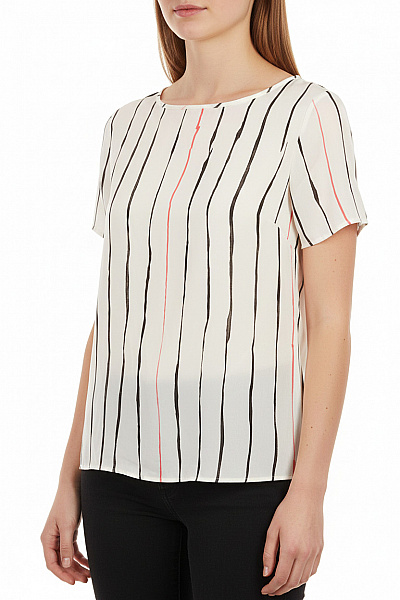 Next Dámská Halenka S Krátkým Rukávem Pruhovaná Bílá Velikost EU 36