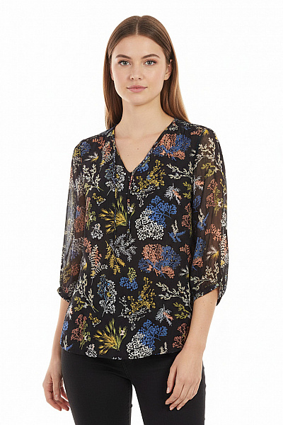 COMMA Dámská Halenka S Dlouhým Rukávem A Potiskem Květinová Velikost EU 38