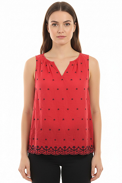 Gap Dámská červená Halenka Bez Rukávů S Potiskem Hvězd A Výstřihem Do V Velikost EU M