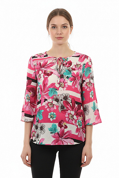 GERRY WEBER Dámská Halenka S Dlouhým Rukávem A Potiskem Květinová Pruhovaná Velikost 38