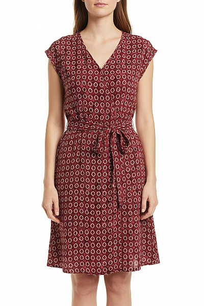 S.OLIVER Dámské šaty Krátký Rukáv S Páskem červené Květované Volnočasové Vel. 36