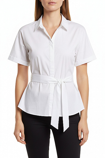 InWear Bílá Dámská Halenka S Krátkým Rukávem A Vázačkou Vel. 36