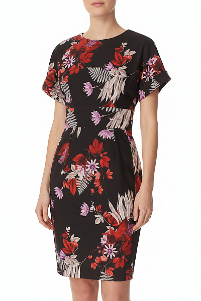 InWear Dámské šaty Krátký Rukáv Květované Elegantní Koktejlové Vel. 32