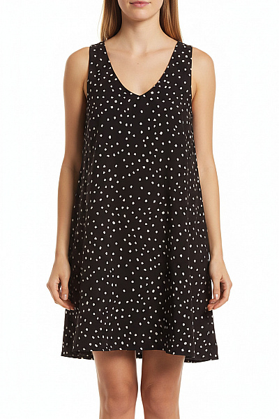 MANGO Černé Puntíkované šaty Bez Rukávů Volnočasové Letní Velikost XS