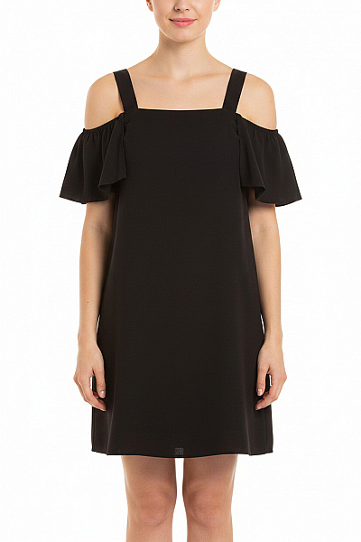 MANGO černé šaty Na Ramínka S Odhalenými Rameny Volnočasové Letní Velikost S