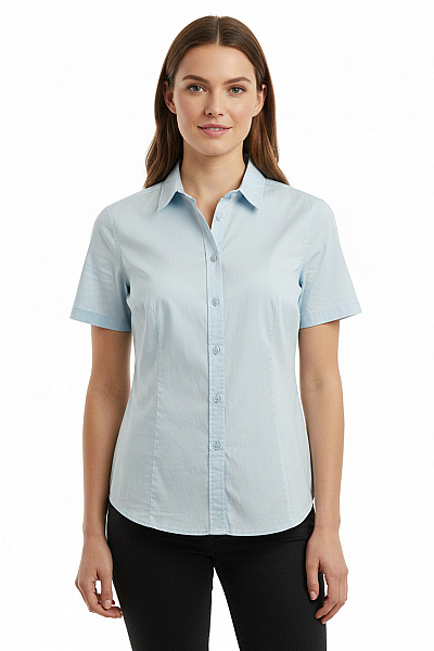 Marc O´Polo Dámská Bavlněná Košile S Krátkým Rukávem Světle Modrá Elegantní Slim Fit Vel. 40