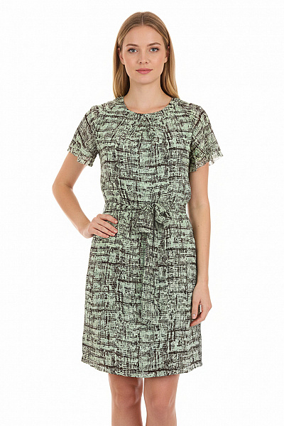 BANANA REPUBLIC Dámské šaty Krátký Rukáv S Páskem Zelené Vzorované Volnočasové Velikost XS