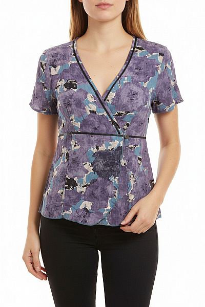 NOA NOA Dámská Halenka S Krátkým Rukávem A Potiskem Fialová Vel. S