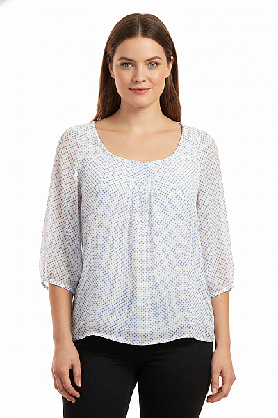 Hollister Dámská Halenka S Dlouhým Rukávem Puntíkovaná Bílá Velikost M