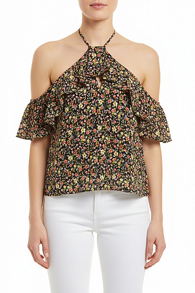 MANGO Dámská Halenka Bez Rukávů Květinová Volná Velikost M