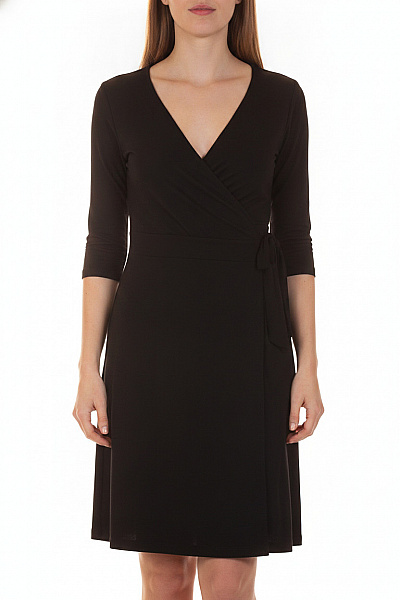 InWear Černé Zavinovací šaty S Krátkým Rukávem Elegantní Vel. L