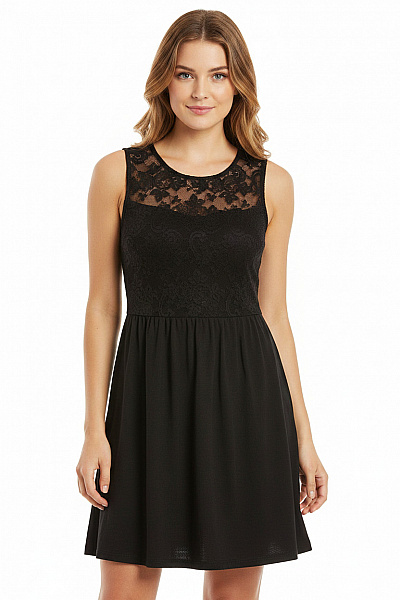 ONLY šaty Bez Rukávů Krajkové Elegantní Koktejlové černé Velikost M