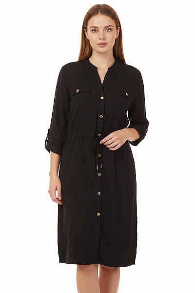MAVI Černé Lyocellové Košilové šaty S Páskem A Kapsami Velikost S