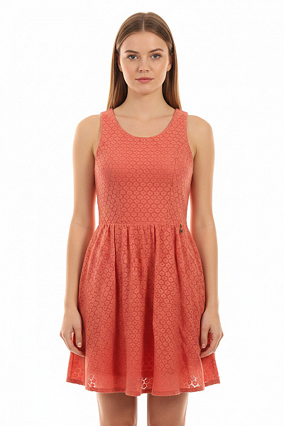 ONLY Dámské Krajkové šaty Bez Rukávů Letní Bavlněné Oranžové Ažurové Vel. 38