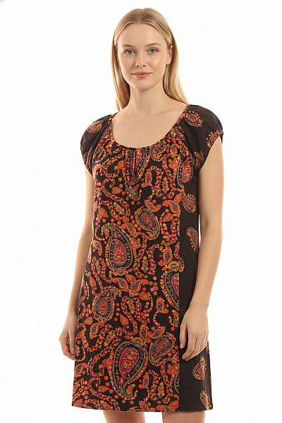 Dámské šaty Volnočasové Krátký Rukáv Barevné Paisley Bavlněné Boho Vel. M