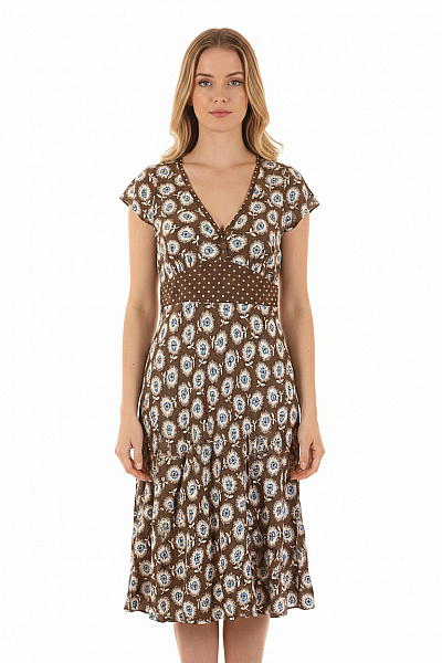 BODEN Hnědé Květované šaty S Krátkým Rukávem A Zavinovacím Střihem Vel. 10