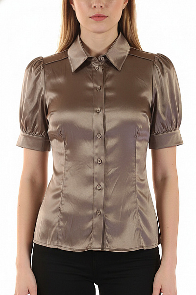 PATRIZIA  PEPE Hedvábné Dámské Košile S Krátkým Rukávem Elegantní Lesklá Vypasovaná Velikost 40