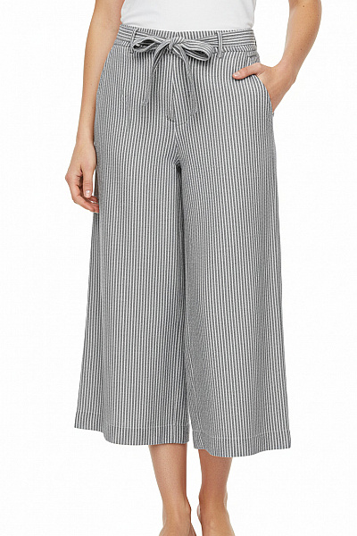 TOM TAILOR Dámské Pruhované Kalhoty S Páskem A Mašlí Volnočasové Velikost 30