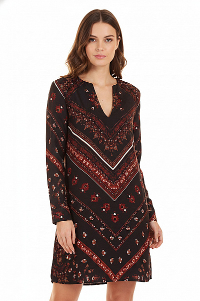 MANGO Dámské šaty S Dlouhým Rukávem Boho Velikost XS