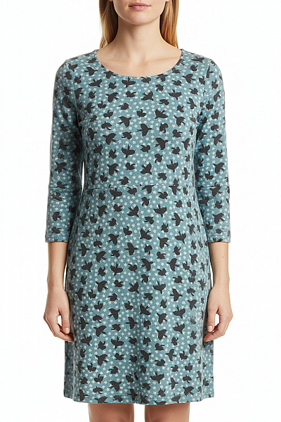 BODEN Dámské šaty S Dlouhým Rukávem A Potiskem Ptáků Velikost 42