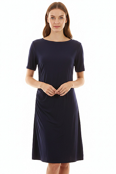 Steffen Schraut Dámské šaty Krátký Rukáv Volnočasové Jednoduché Modré žerzejové Vel. 42