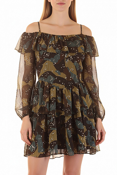 Guess Dámské šaty S Dlouhým Rukávem Boho Třpytivé Volné Velikost M