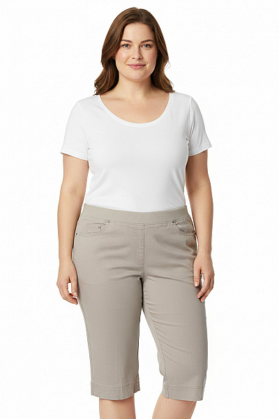 BRAX Dámské Kraťasy Béžové S Kapsami Volnočasové Pod Kolena Vel. 44