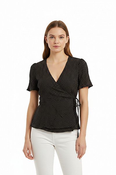 SELECTED Dámská Zavinovací Halenka S Krátkým Rukávem A Potiskem Velikost 38