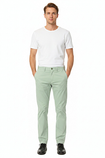 Pánské Volnočasové Kalhoty Zelené Plátěné Rovné Vel. 46