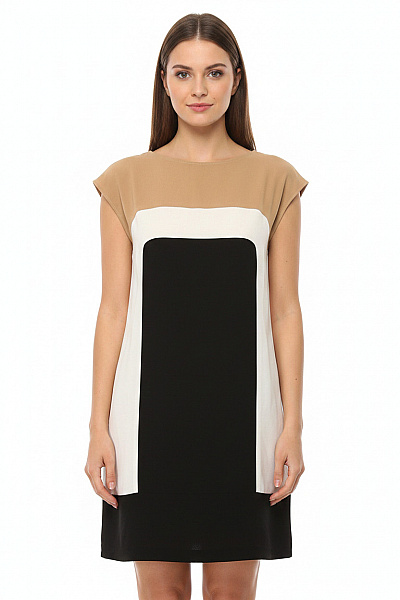 PATRIZIA  PEPE Dámské šaty Krátké Béžové S Krátkým Rukávem Elegantní Vel. 42