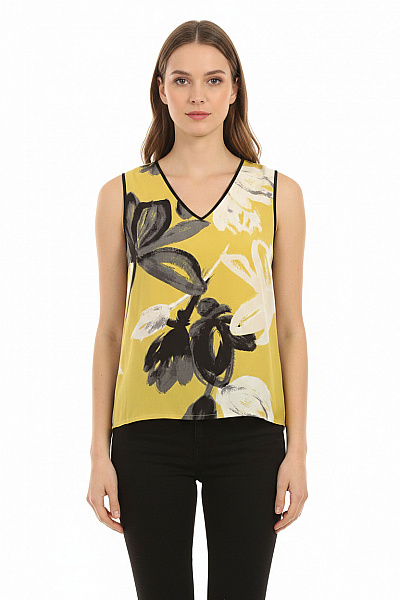 Next Dámská Halenka Bez Rukávů žlutá Květinová S Výstřihem Do V Vel. 38