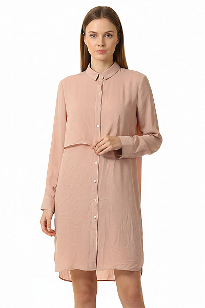 MANGO Dámská Růžová Košile S Dlouhým Rukávem Elegantní Prodloužená Průhledná Vel. S