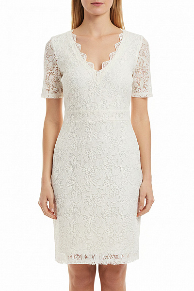 OBJECT Dámské Krajkové šaty Krátký Rukáv Elegantní Koktejlové Bílé Vel. 40