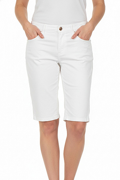 TOMMY HILFIGER Dámské Bavlněné Kraťasy Bílé S Kapsami A Zipem Volnočasové Tříčtvrteční Velikost 31