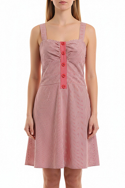 InWear Dámské šaty Na Ramínka červené Pruhované Letní Volnočasové Velikost 40