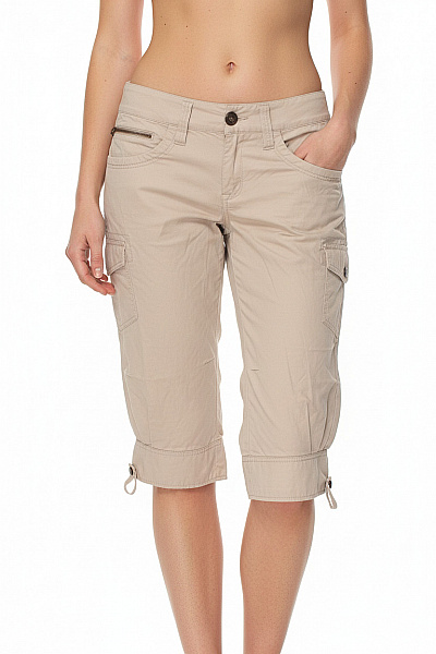 InWear Dámské Lněné Kraťasy Cargo Volnočasové Béžové S Kapsami Pod Kolena Vel. 38