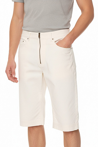 MANGO Bílé Pánské Kraťasy Tříčtvrteční Se Zipem Volnočasové Velikost S