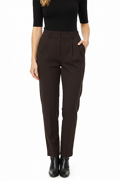 MANGO Dámské Hnědé Volnočasové Elegantní Kalhoty S Puky Vel. 40