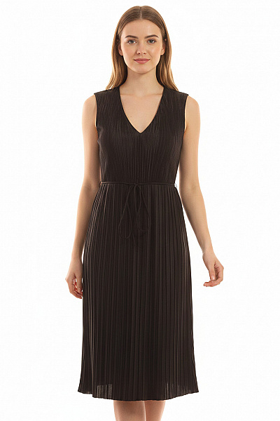 MANGO šaty Bez Rukávů Plisované S Páskem Letní Elegantní Midi černé Velikost EU XS