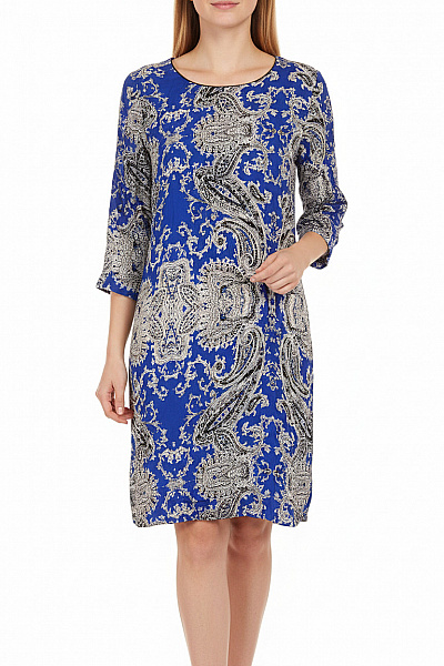 InWear Modré šaty S Krátkým Rukávem A Paisley Vzorem Volnočasové Vel. 36