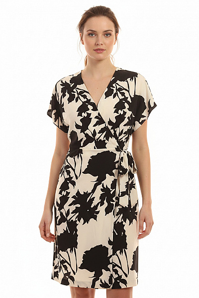 InWear Dámské šaty Zavinovací Květované Krátký Rukáv Velikost 38