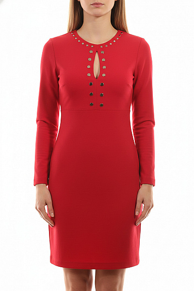 Pinko Dámské šaty červené S Dlouhým Rukávem Elegantní Koktejlové Vel. 38