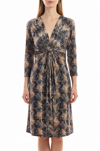 ILSE JACOBSEN Dámské šaty Zvířecí Vzor Zavinovací Midi S Dlouhým Rukávem Elegantní Vel. M