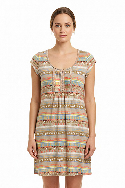 Dámské šaty Krátký Rukáv Barevné Volnočasové Boho Letní Tričkové Velikost 10