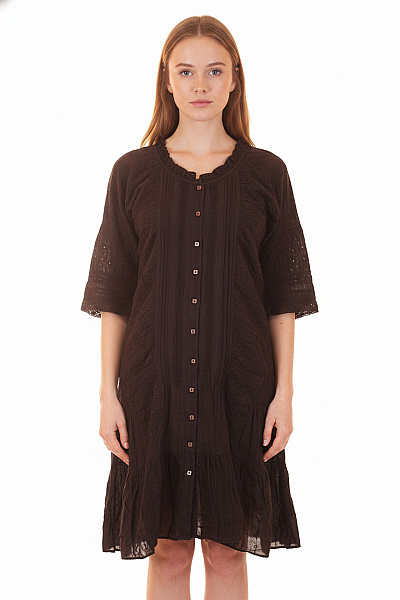 NOA NOA Dámské šaty Krátký Rukáv Bavlněné černé Krajkové Boho Vel. XS