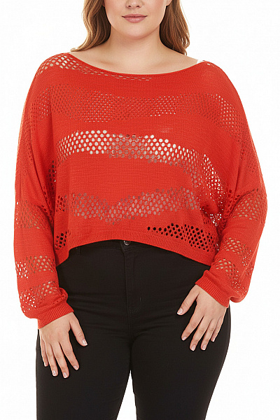 COCONUDA Oranžová Háčkovaná Halenka S Krátkým Rukávem Crop Velikost XXL