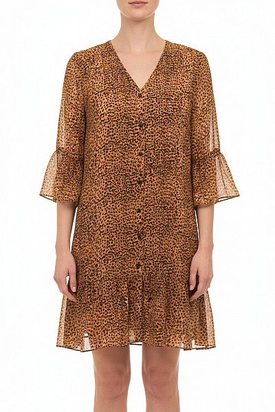 InWear Dámské šaty S Krátkým Rukávem Zvířecí Vzor Boho Volnočasové Vel. 38