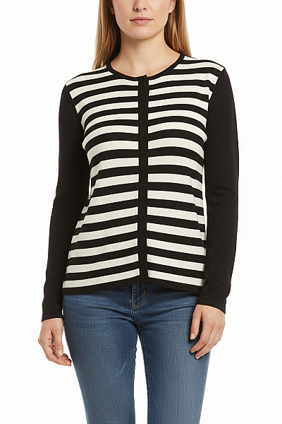 Dámský Pruhovaný Propínací Svetřík S Dlouhým Rukávem Z Akrylu Velikost 38