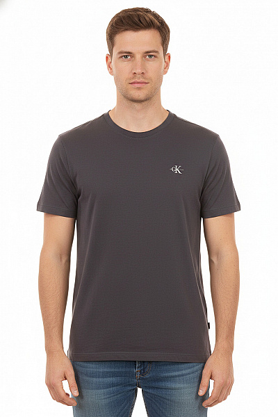 Calvin Klein Pánské Tričko S Krátkým Rukávem A Výšivkou Basic šedé Vel. Xl